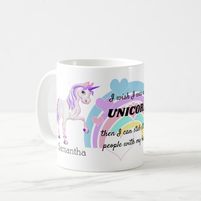 Ich wünsche, dass ich ein Einhorn war Kaffeetasse (Vorderseite Links)