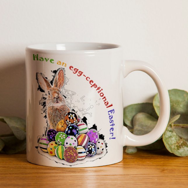 Ich wünsche dir ein Eierfest! Osterhaseger Kaffeetasse (Have an egg-ceptional Easter! Easter Bunny Eggs. Coffee Mug)