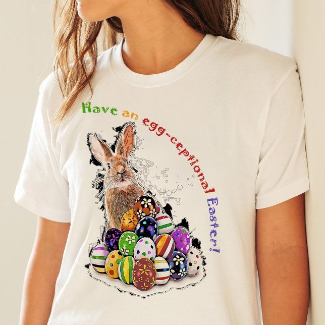 Ich wünsche dir ein Eierfest! Osterhaseger T-Shirt (Have an egg-ceptional Easter! Easter Bunny Eggs. Women Basic White T-Shirt)