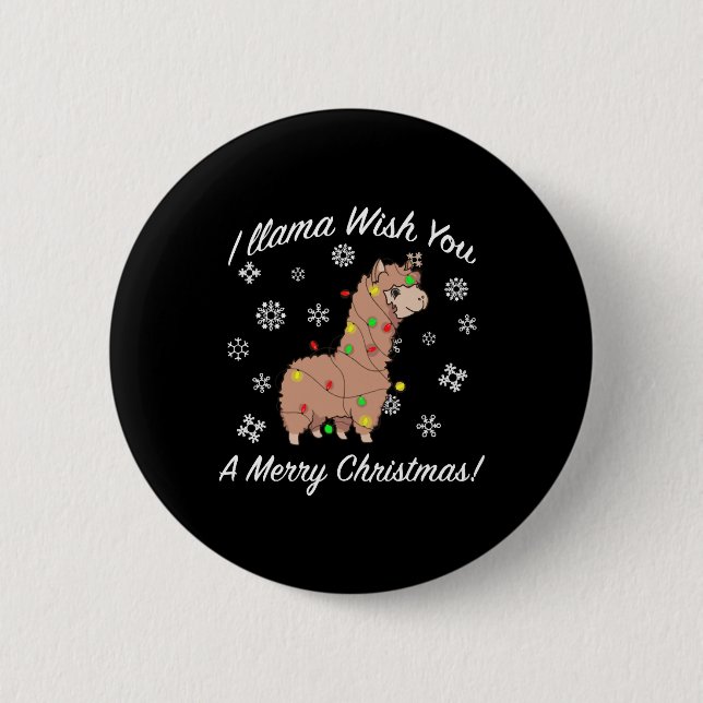 Ich wünsche dir ein frohes Weihnachtsfest im Llama Button (Vorderseite)