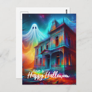 Ich wünsche Euch ein frohes Halloween Spuk House u Postkarte