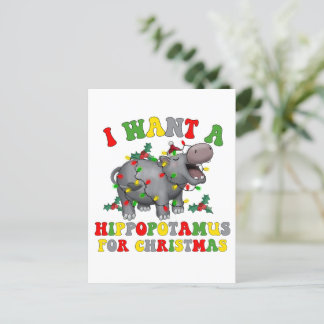 Ich wünsche mir ein Nilpferd zu Weihnachten Lustig Postkarte
