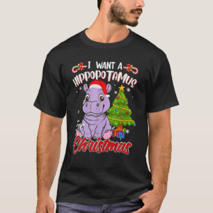 Ich wünsche mir ein Nilpferd zu Weihnachten Lustig T-Shirt