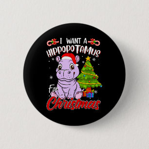 Ich wünsche mir ein Nilpferd zu Weihnachten Nilpfe Button