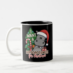 Ich wünsche mir ein Nilpferd zu Weihnachten Nilpfe Zweifarbige Tasse