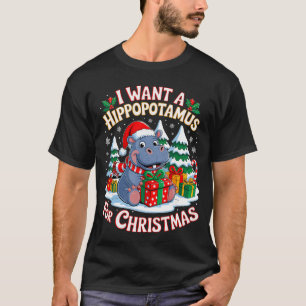 Ich wünsche mir ein Nilpferd zu Weihnachten Xmas H T-Shirt
