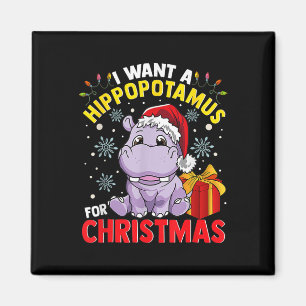 Ich wünsche mir einen Nilpferd zu Weihnachten  Magnet