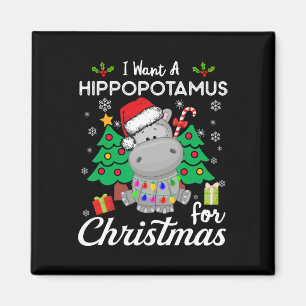 Ich wünsche mir einen Nilpferd zu Weihnachten Süße Magnet
