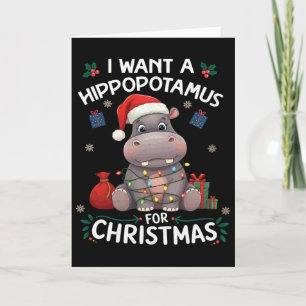 Ich wünsche mir einen Nilpferd zu Weihnachten Xmas Karte