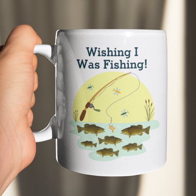 Ich wünschte, ich fische Smallmouth Bass Lake Fish Kaffeetasse (Von Creator hochgeladen)