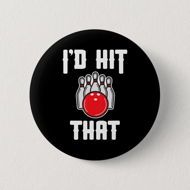 Ich würde das Geschenk des Bowler Fun Bowling Team Button (Vorderseite)