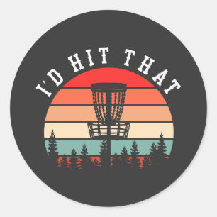 Ich würde das treffen Funny Retro Disk Golf Runder Aufkleber