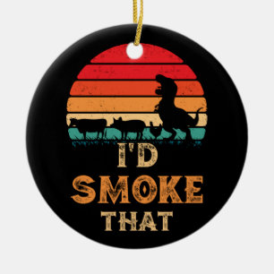Ich würde diesen BBQ Vintage Meat Smoker Grill rau Keramik Ornament