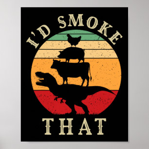 Ich würde diesen lustigen BBQ Vintage Fleischrauch Poster