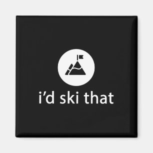 Ich würde diesen lustigen Skifahrer Skifahren T-Sh Magnet