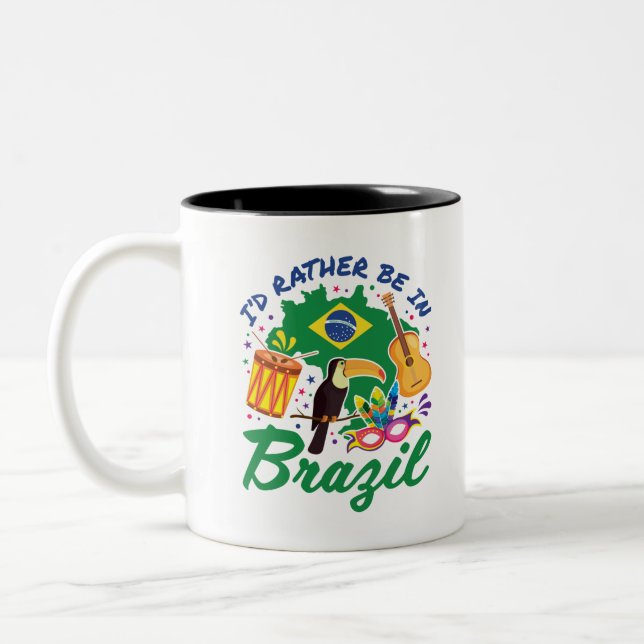 Ich würde eher in Brasilien sein brasilianische Re Zweifarbige Tasse (Links)