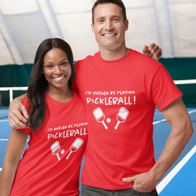 Ich würde eher Pickleball Individuelle Name Red sp T-Shirt (I'd Rather Be Playing Pickleball Custom Name Red T-Shirt)