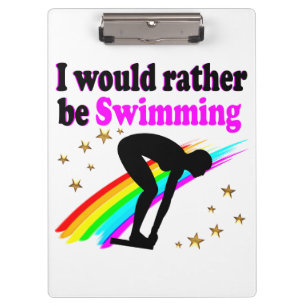ICH WÜRDE eher SCHWIMMEN PINK RAINBOW DESIGN Klemmbrett
