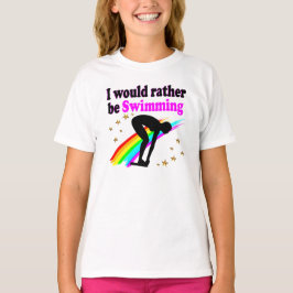 ICH WÜRDE eher SCHWIMMEN PINK RAINBOW DESIGN T-Shirt
