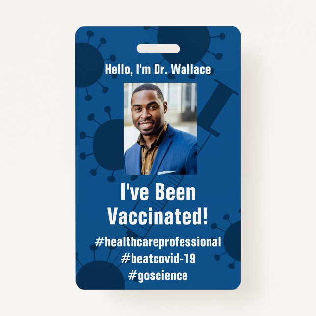 Ich wurde für Covid-19, Deep Blue geimpft Ausweis (Vorderseite)