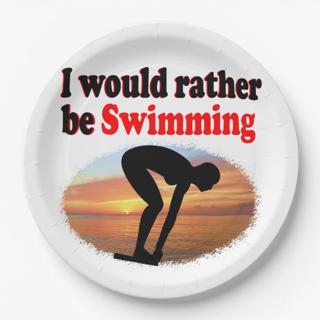 ICH WÜRDE GERADE SCHWIMMEN PAPPTELLER (Vorderseite)