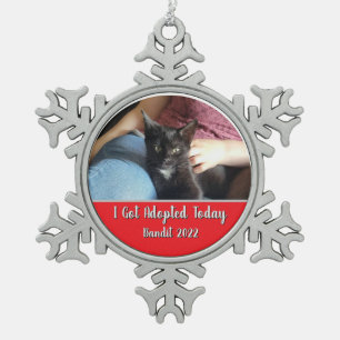 Ich wurde heute adoptiert Schneeflocken-Rahmen-Orn Schneeflocken Zinn-Ornament