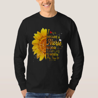 Ich wurde Krankenschwester Sonnenblumen Krankensch T-Shirt