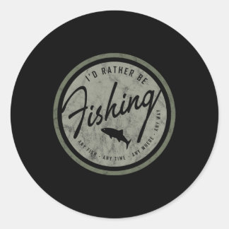Ich würde lieber angeln! Retro Runder Aufkleber