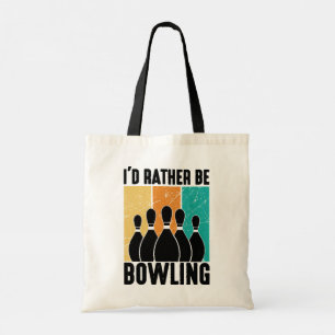 "Ich würde lieber bowlen" Retro-Sonnenuntergang Tragetasche