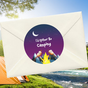 Ich würde lieber Camping-Campfire-Marshmallows sei Runder Aufkleber