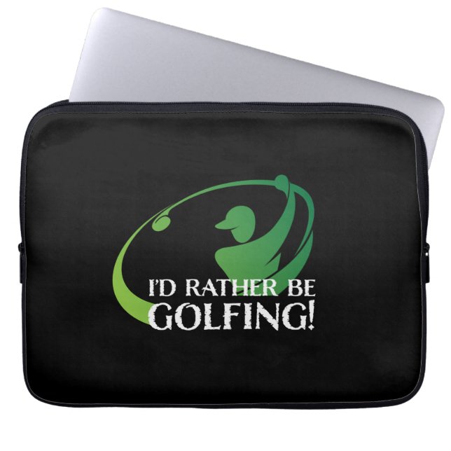 Ich würde lieber das Golfer Sports Black Golf spie Laptopschutzhülle (Vorderseite)