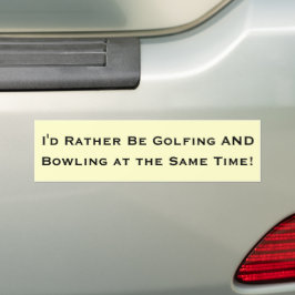 Ich würde lieber gleichzeitig Golf und Bowling spi Autoaufkleber