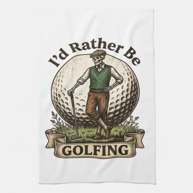 Ich würde lieber Golf spielen  Geschirrtuch (Vertikal)