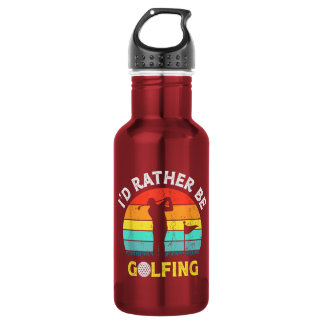 Ich würde lieber Golf spielen Lustiger Retro-Sonne Edelstahlflasche