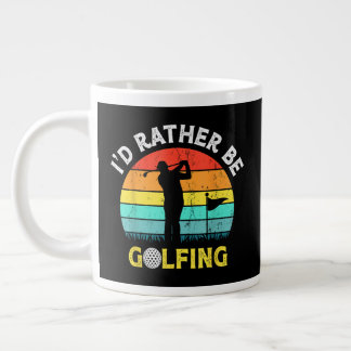 Ich würde lieber Golf spielen Lustiger Retro-Sonne Jumbo-Tasse