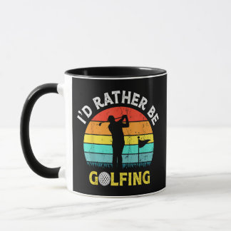 Ich würde lieber Golf spielen Lustiger Retro-Sonne Tasse