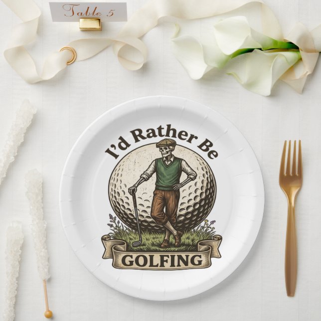 Ich würde lieber Golf spielen  Pappteller (Hochzeit)