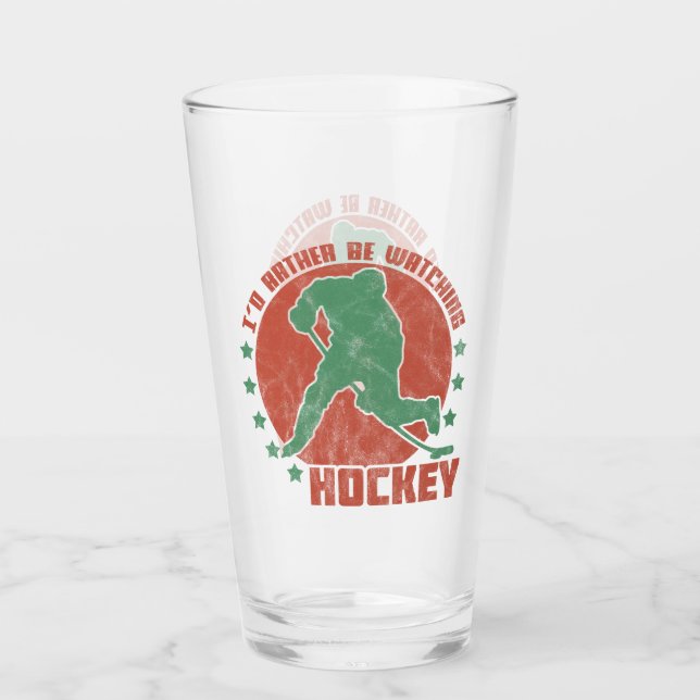 Ich würde lieber Hockey sehen Glas (Vorderseite)