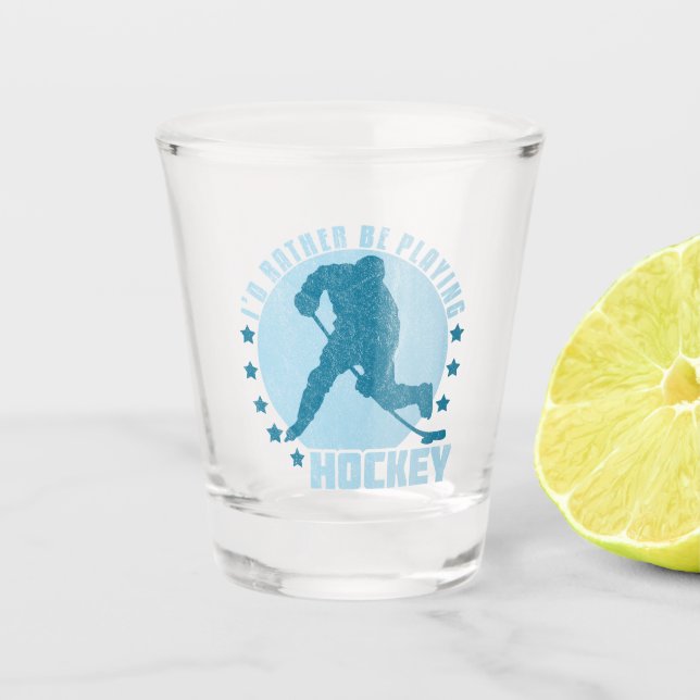 Ich würde lieber Hockey spielen Schnapsglas (Vorderseite)