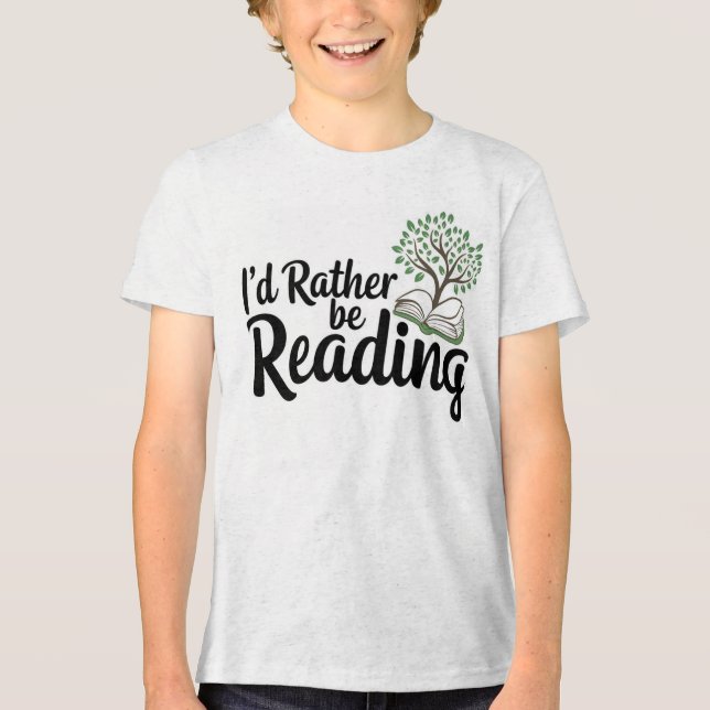 "Ich würde lieber lesen" Tri-Blend Shirt (Vorderseite)