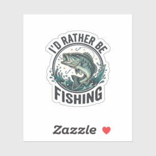 Ich würde lieber mit Vintage-Bass-Angler-T-Shirt a Aufkleber