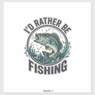 Ich würde lieber mit Vintage-Bass-Angler-T-Shirt a Aufkleber