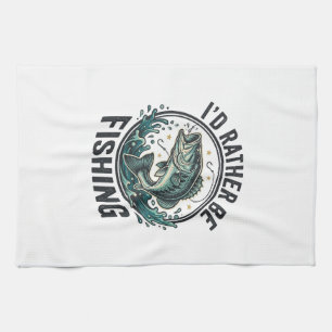 Ich würde lieber mit Vintage-Bass-Angler-T-Shirt a Geschirrtuch