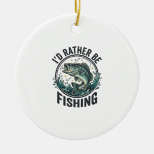 Ich würde lieber mit Vintage-Bass-Angler-T-Shirt a Keramik Ornament