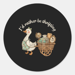 Ich würde lieber nach süßen Vintage-Gänse-Designs Runder Aufkleber