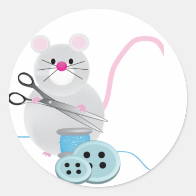 Ich würde lieber nähen! - Maus Runder Aufkleber (Vorderseite)