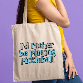 Ich würde lieber Pickleball Blue Retro Text spiele Tragetasche
