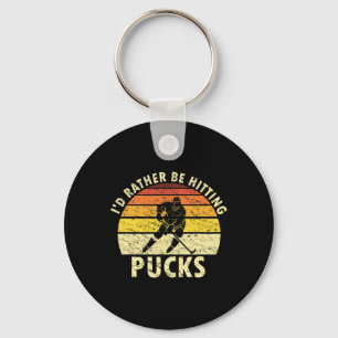 Ich würde lieber Pucks schlagen Humorvolles Eishoc Schlüsselanhänger