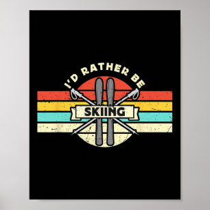 Ich würde lieber Retro-Schneeskiing-Cross-Count Sk Poster