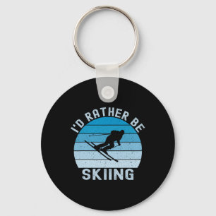Ich würde lieber Skifahren Retro Vintage Skifahrer Schlüsselanhänger